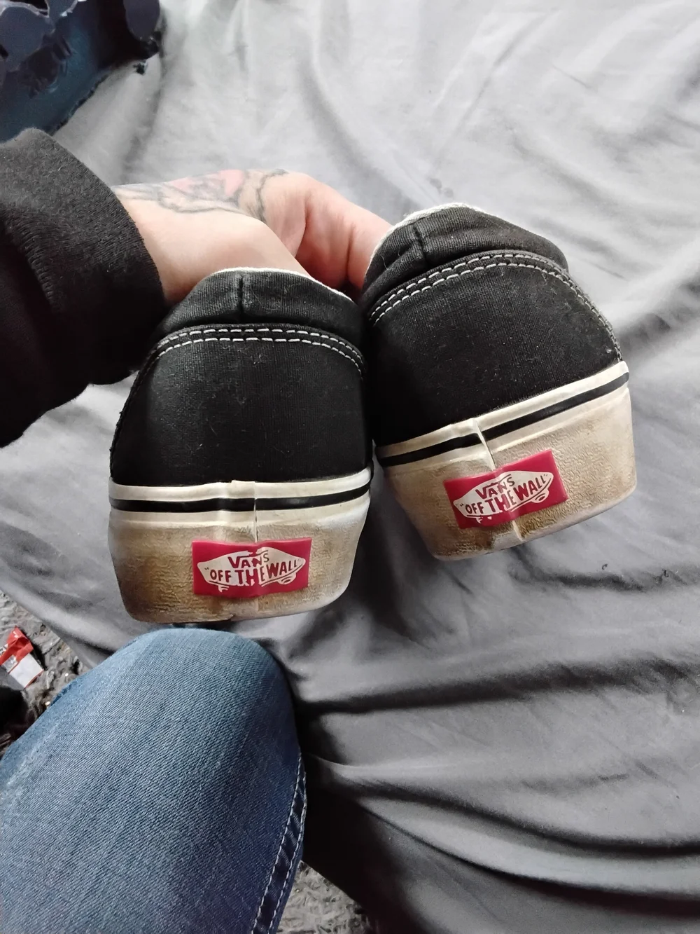 Vans Black Canvas Low-Top Platform Sneakers with White Trim